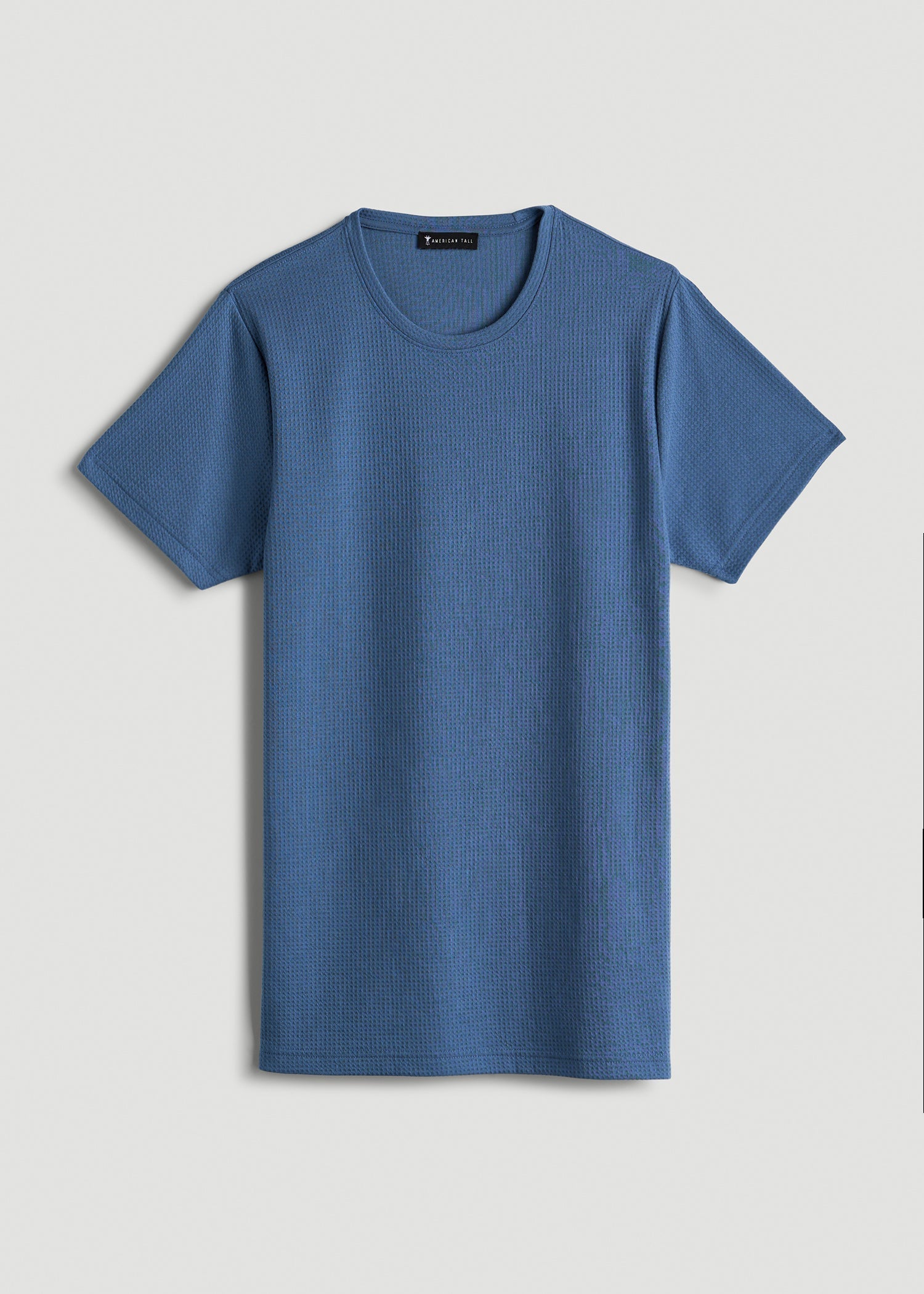 Cloud Knit Waffle Short Sleeve Tee for Tall Men in Deep Cobalt