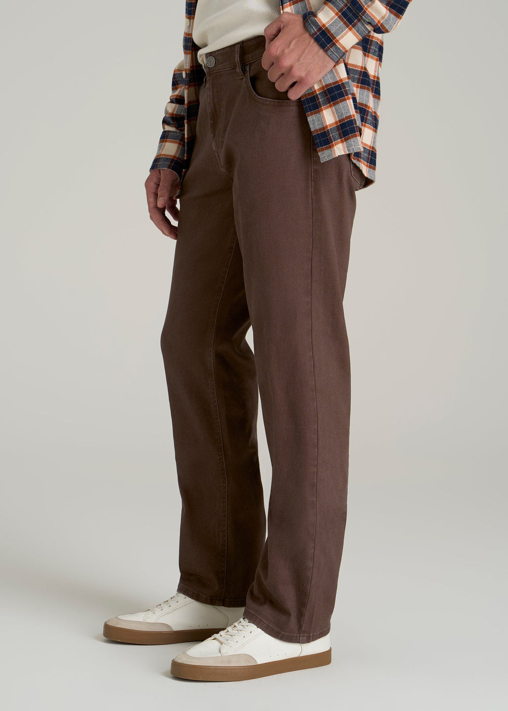 J1 Straight Fit Colored Jeans for Tall Men in Dark Toffee