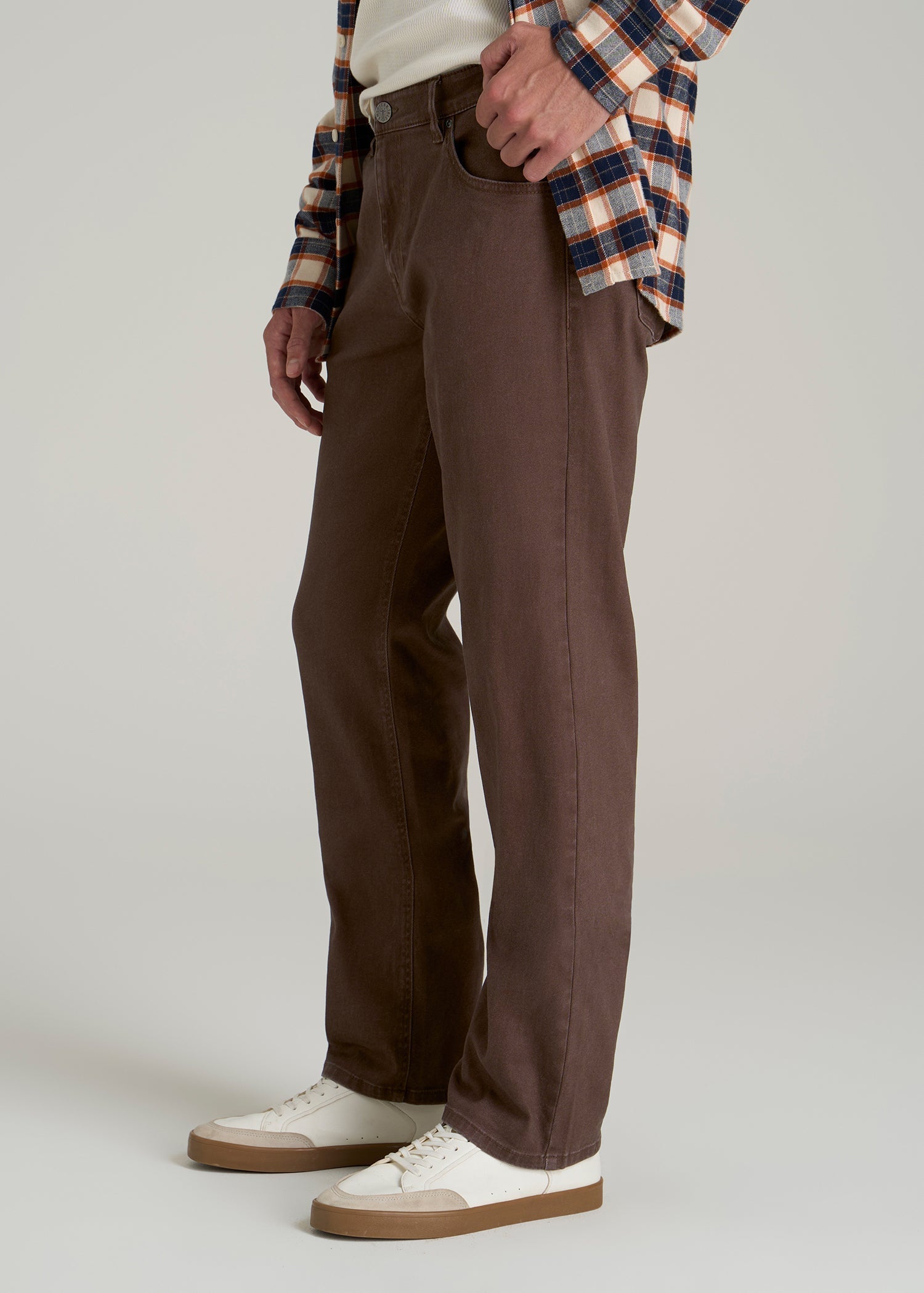 J1 Straight Fit Colored Jeans for Tall Men in Dark Toffee