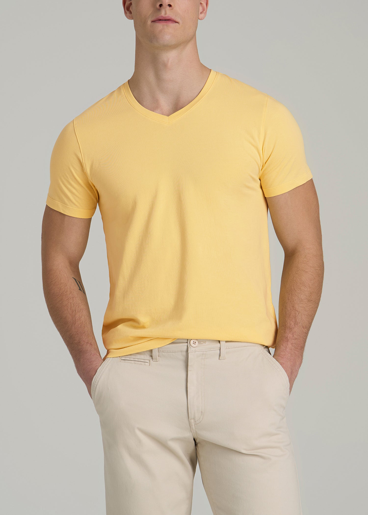 The Essential MODERN-FIT V-Neck Tee for Tall Men in Lemon Drop