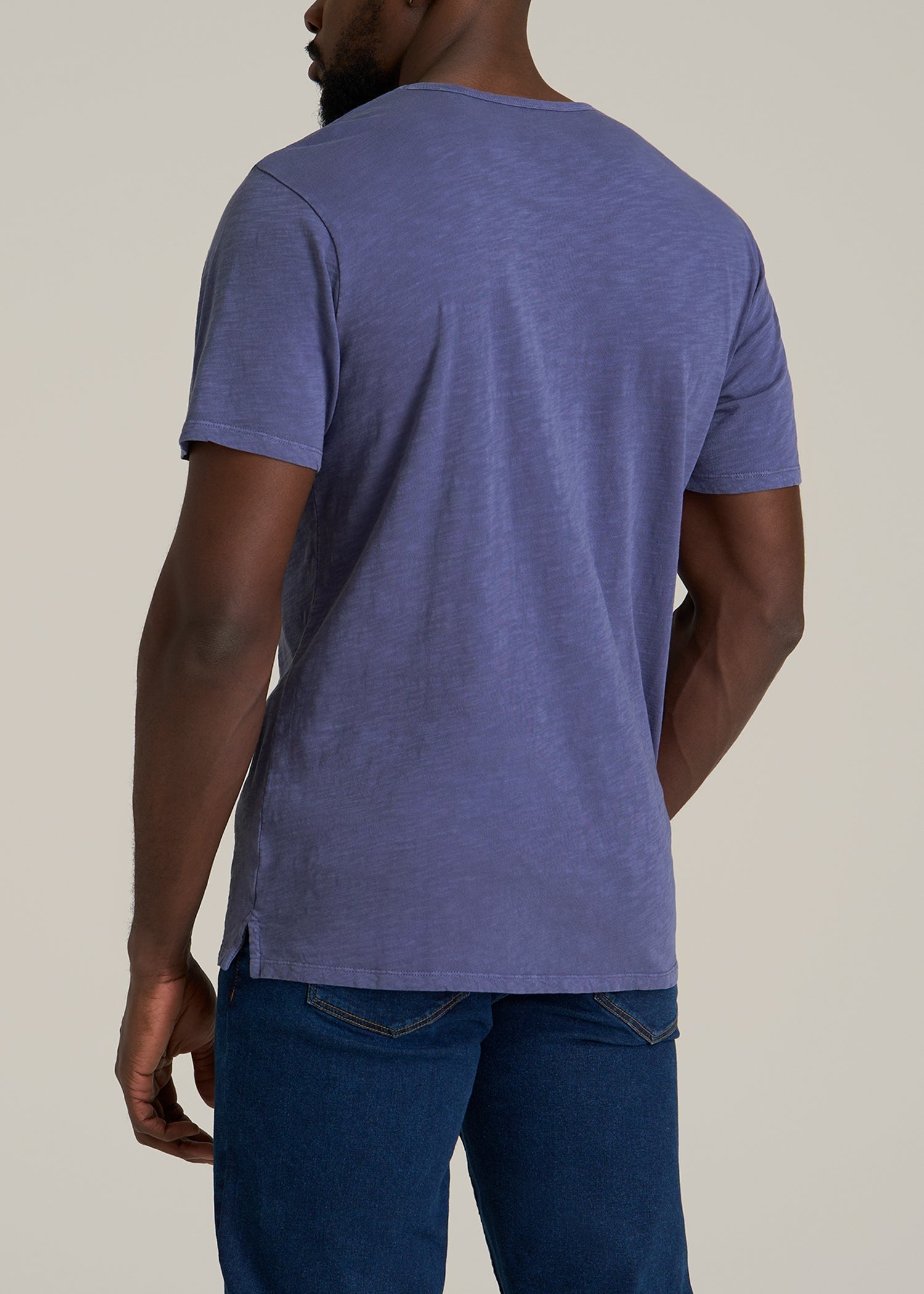 REGULAR-FIT Slub Tee for Tall Men in Future Dusk