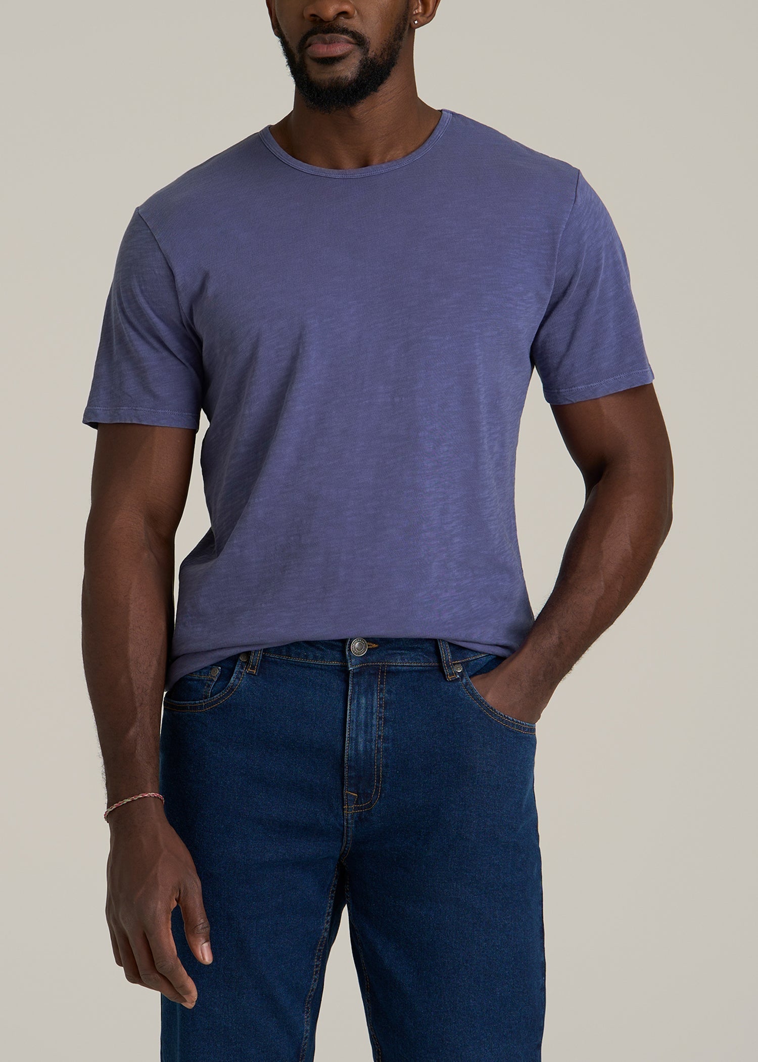 REGULAR-FIT Slub Tee for Tall Men in Future Dusk