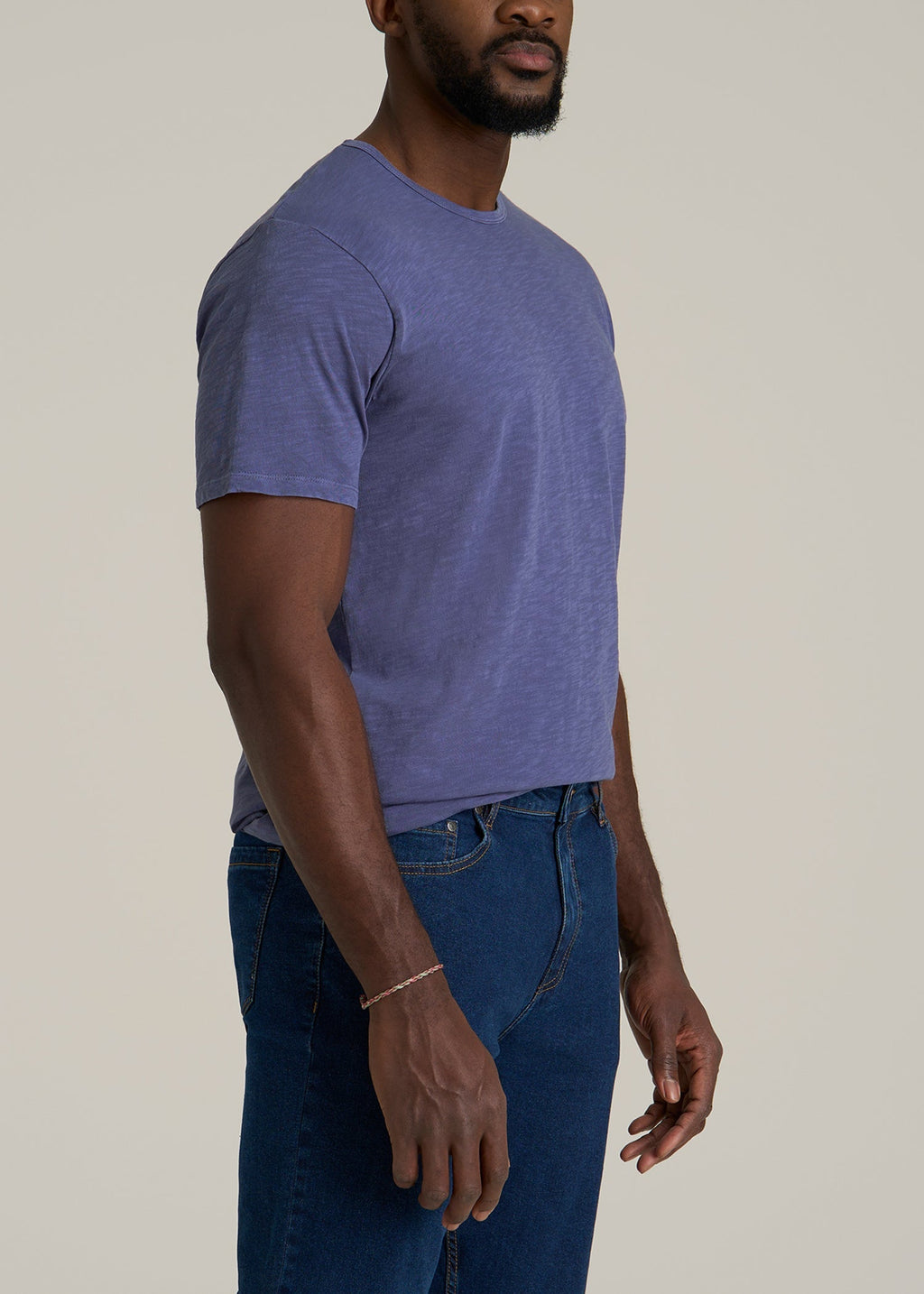 REGULAR-FIT Slub Tee for Tall Men in Future Dusk