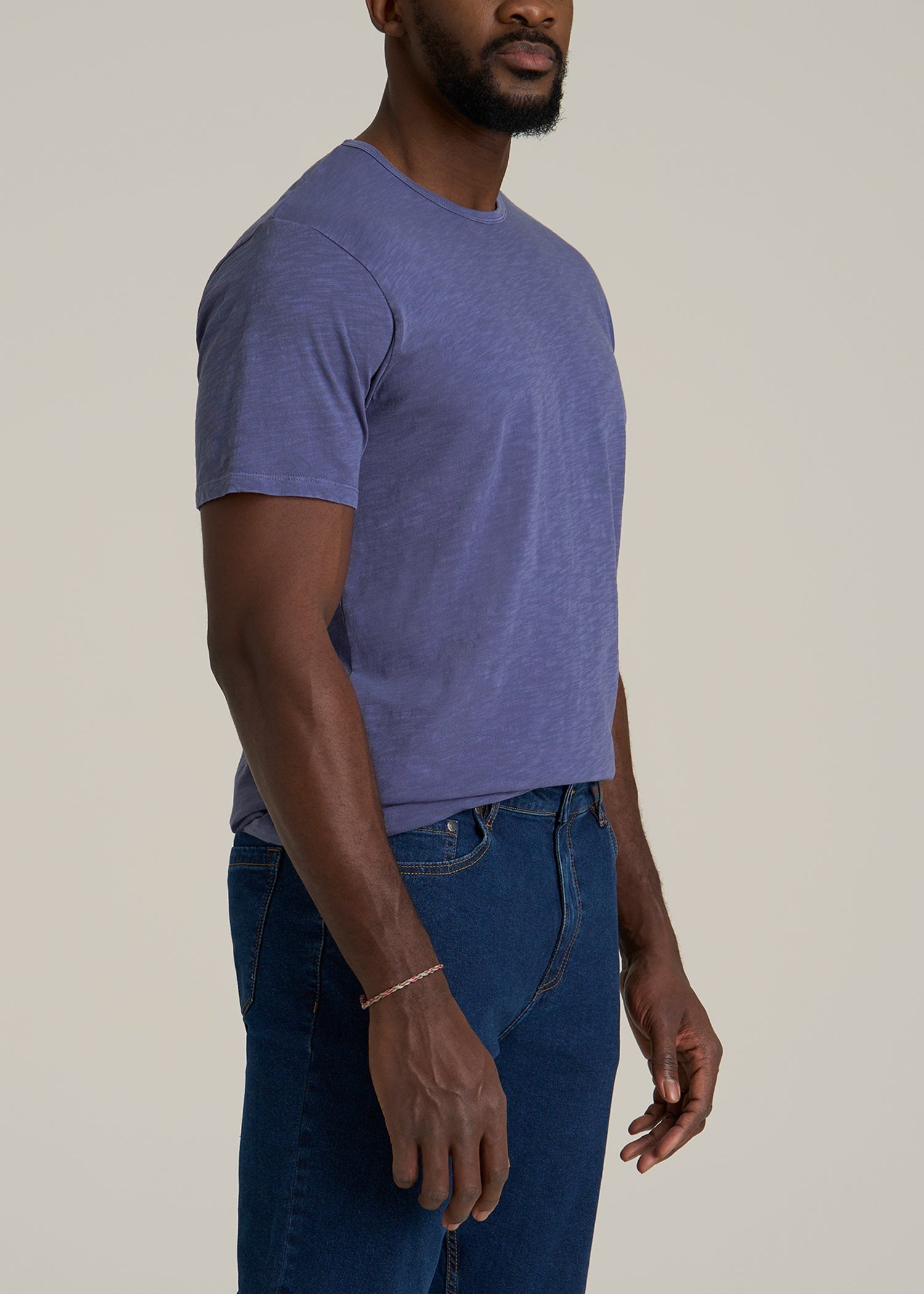 REGULAR-FIT Slub Tee for Tall Men in Future Dusk