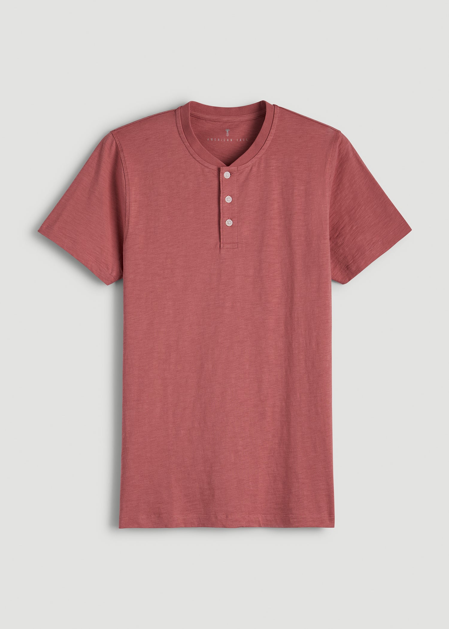 Sunwashed Short Sleeve Slub Henley for Tall Men in Dusty Cedar